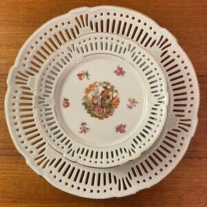 Vintage Schwarzenhammer Bavaria reticulated serving and side plates set of 6